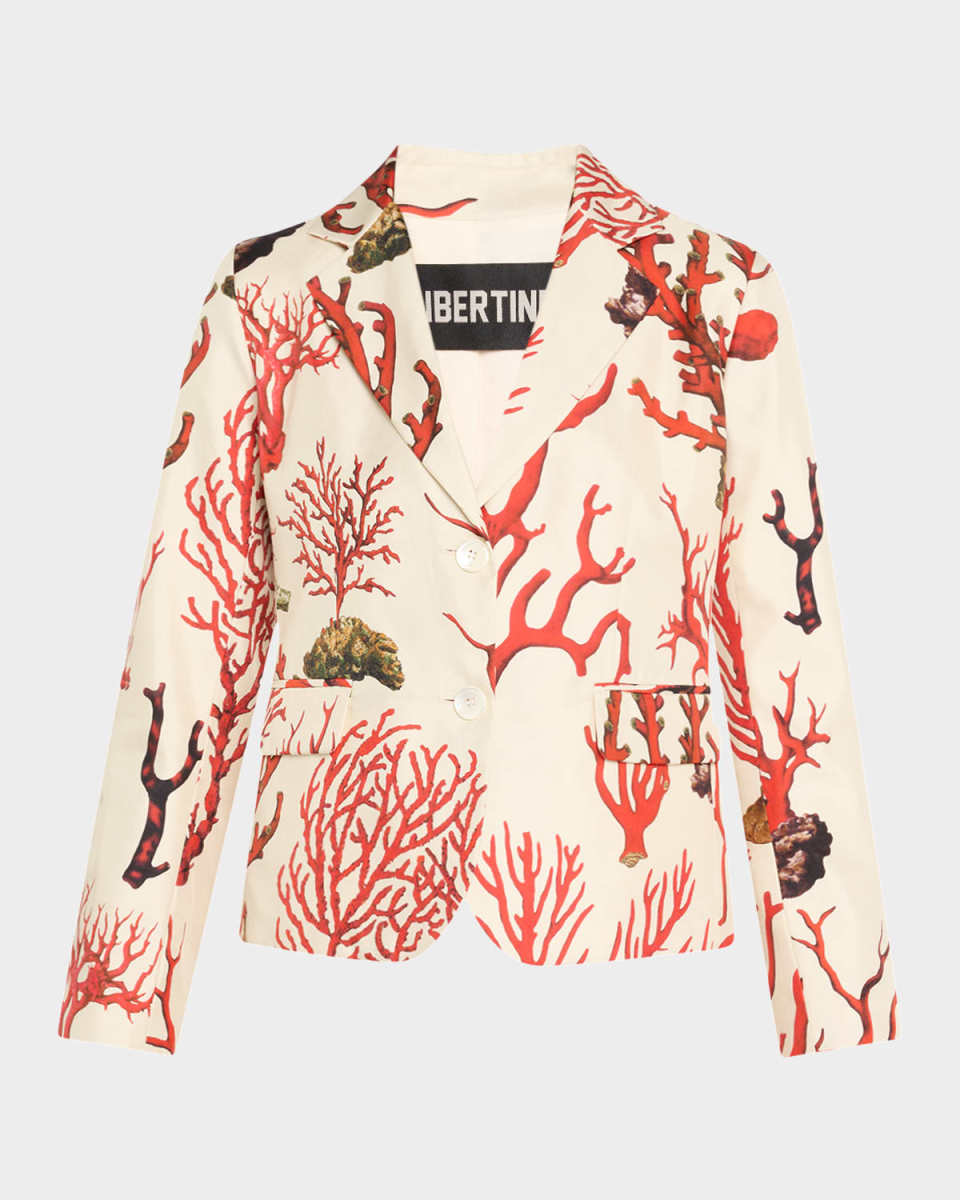 Venetian Coral Single-Breasted Short Jacket